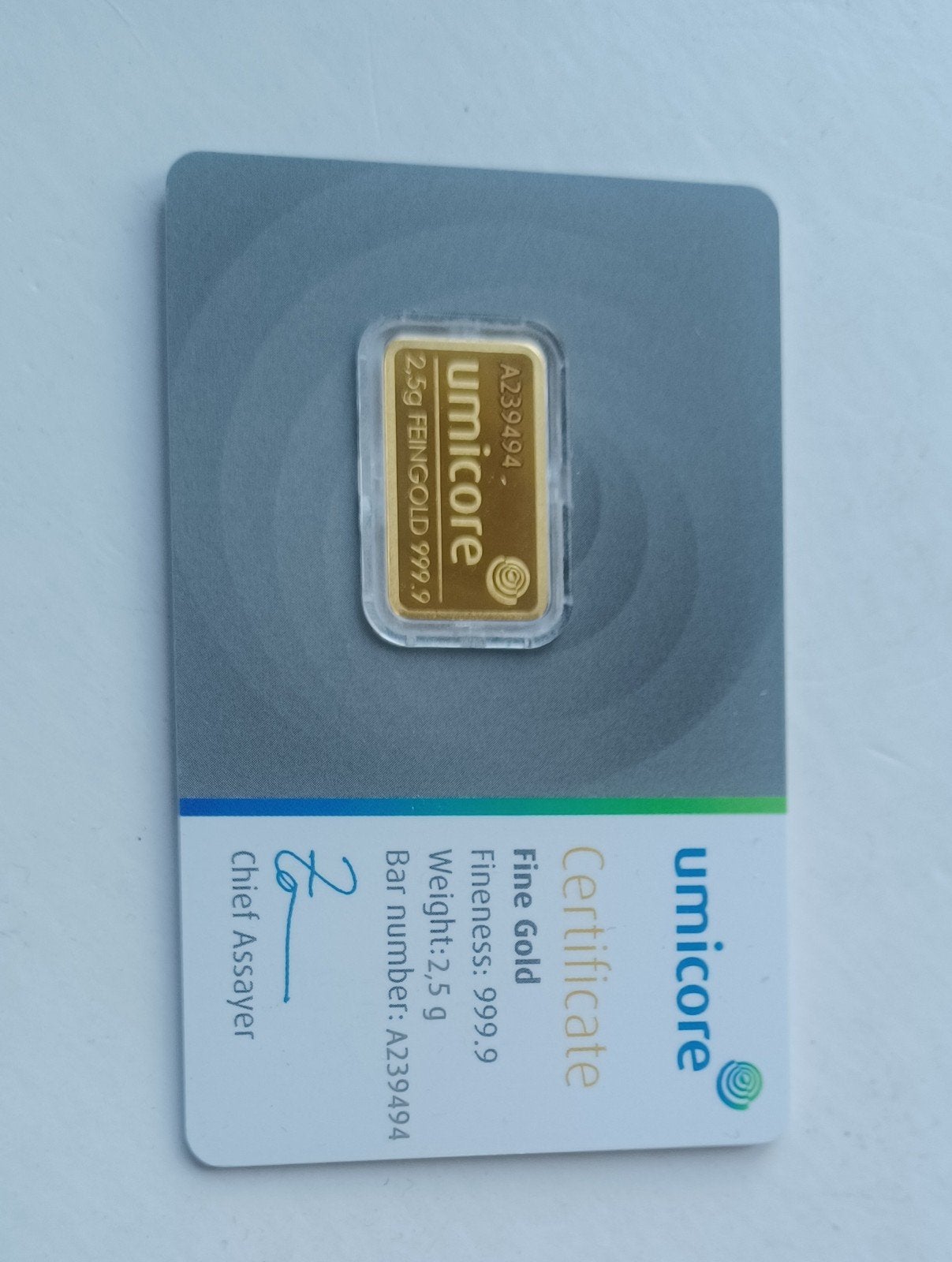 2,5 gram goudbaar Umicore, Ophalen of Verzenden, Goud