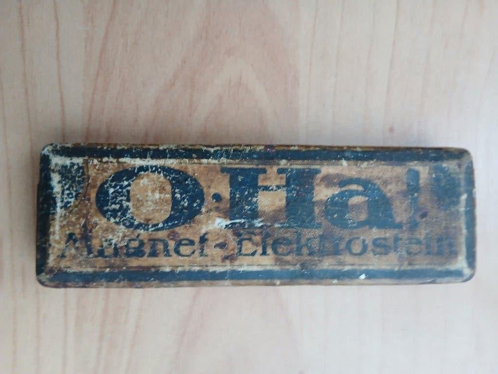Vintage O.Ha! Magneet-Elektrosteen slijpsteen in blik, Ophalen of Verzenden, Gebruikt, Gebruiksvoorwerp