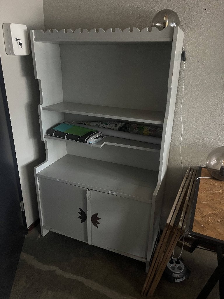 Groen/grijze kast - boekenkast of opbergkast, Ophalen, 50 tot 100 cm, 25 tot 50 cm, Gebruikt