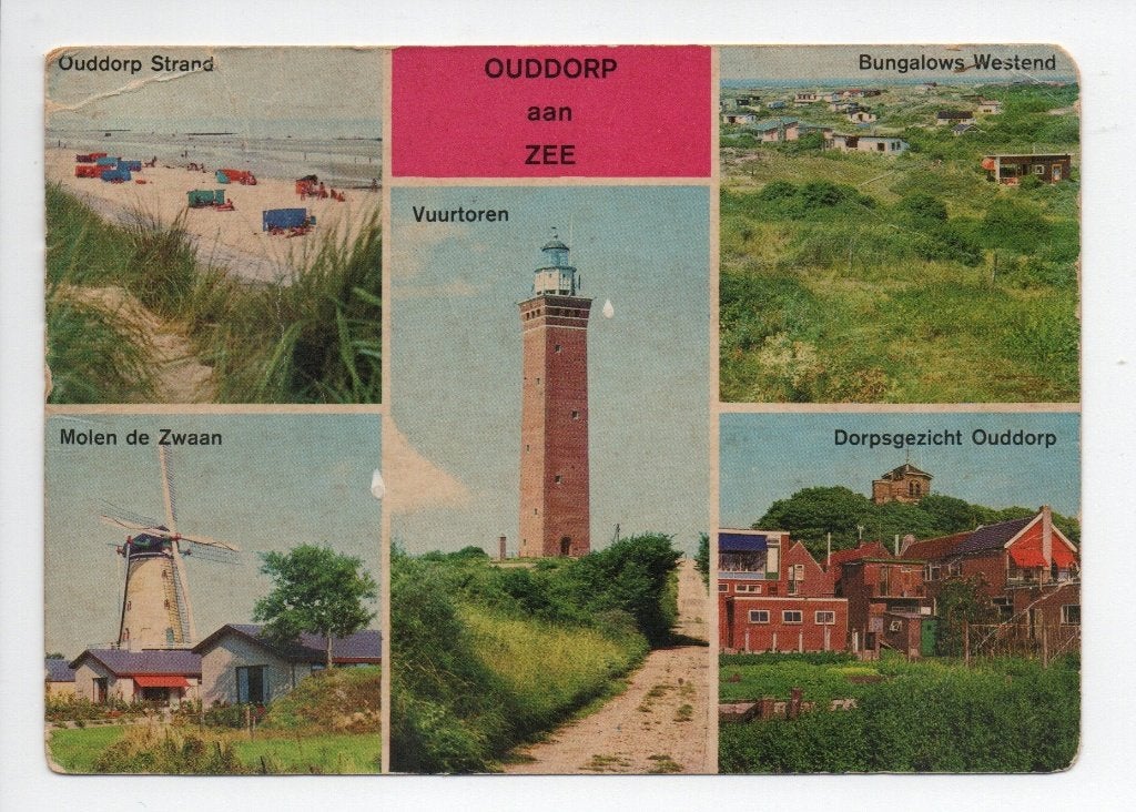 Ouddorp aan Zee - Vintage Ansichtkaart met Meerdere Zichten, Ophalen of Verzenden, 1960 tot 1980, Gelopen, Zuid-Holland