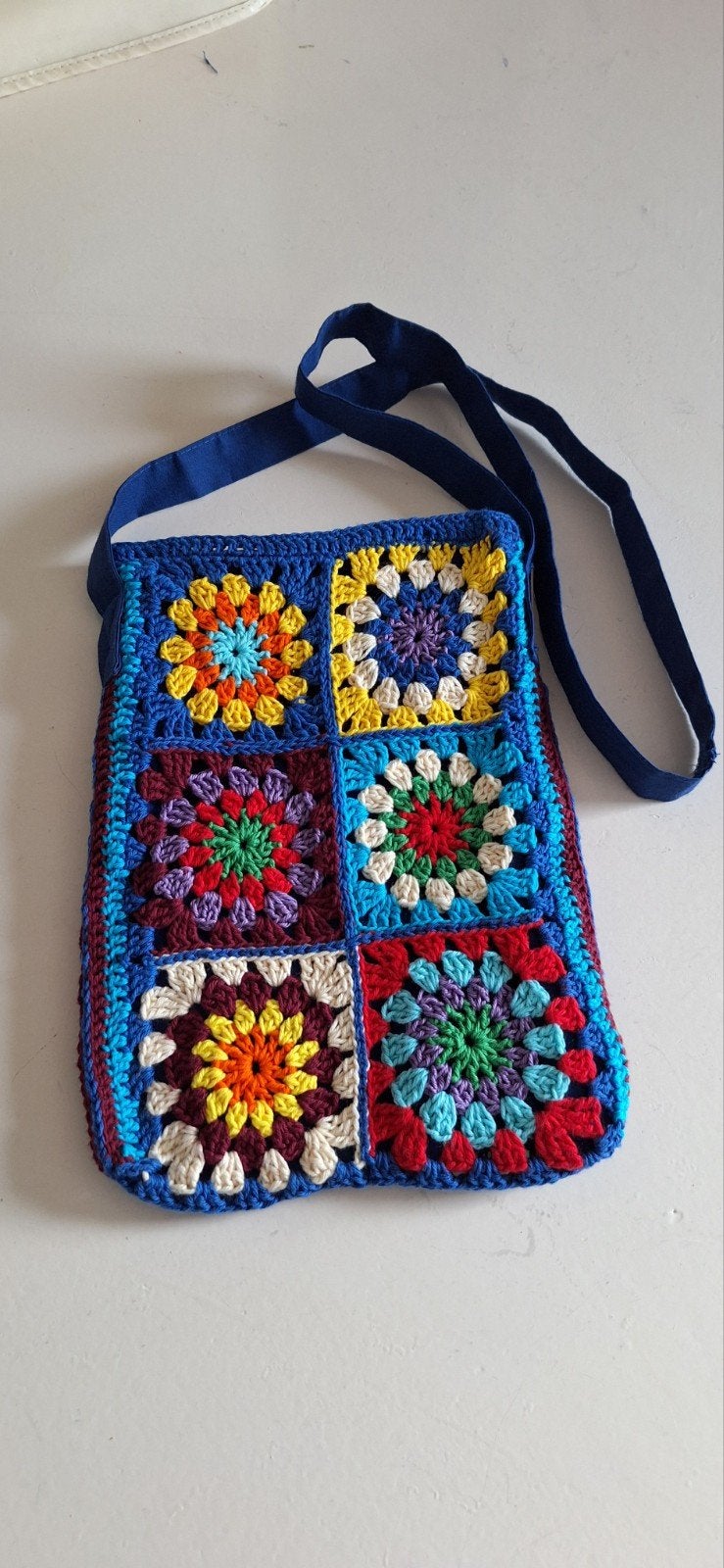Gehaakt, boho, schoudertasje, Ophalen of Verzenden, Nieuw, Blauw, Schoudertasje