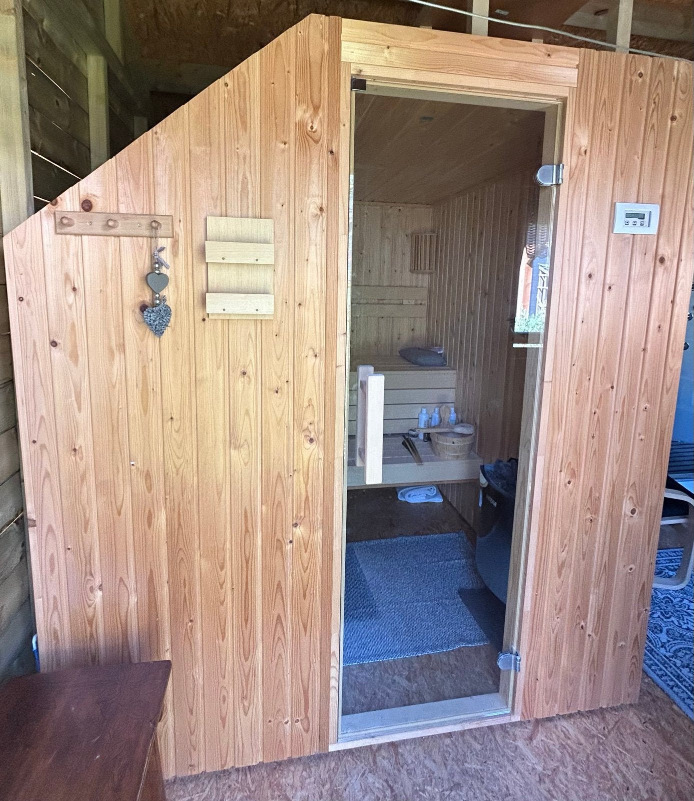 Complete Finse Sauna met Harvia Kachel en Accessoires, Ophalen, Zo goed als nieuw, Fins of Traditioneel, Complete sauna