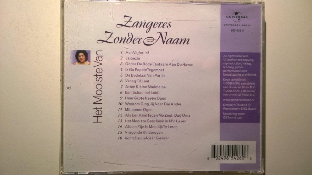 Zangeres Zonder Naam - Het Mooiste Van, Ophalen of Verzenden, Zo goed als nieuw, Levenslied of Smartlap