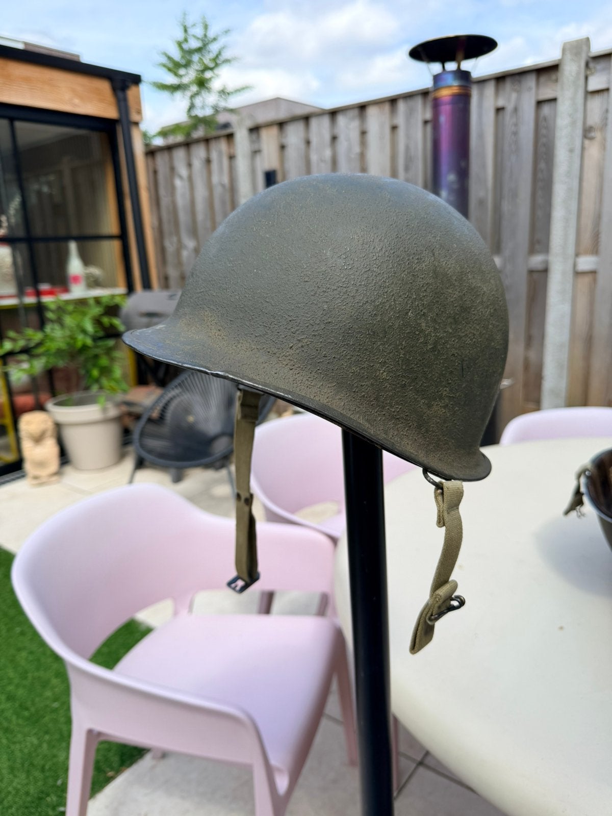 WW2 US M1 Swivel bale helm in bijna mint staat, Verzamelen, Ophalen of Verzenden, Amerika, Helm of Baret
