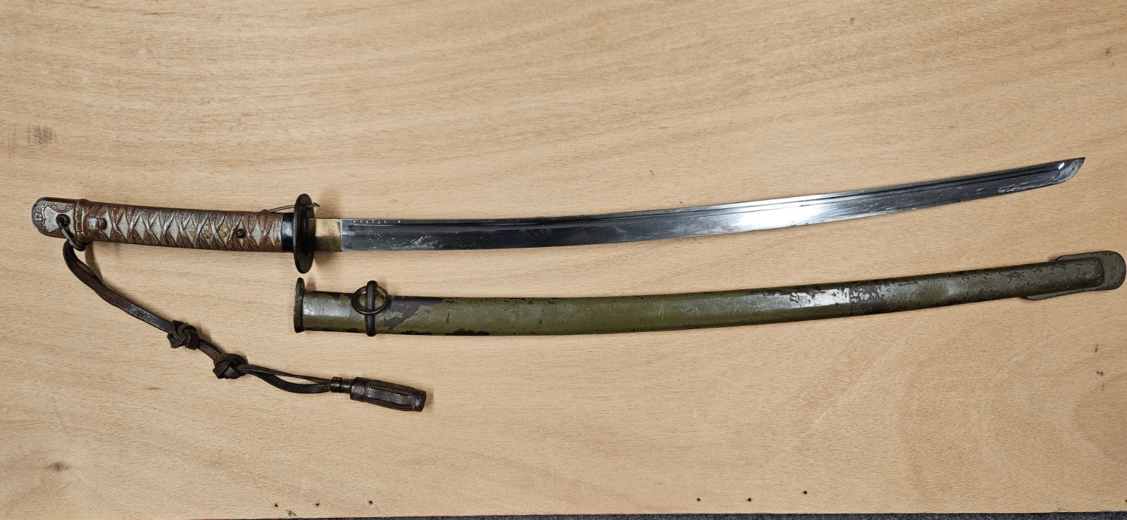 Origineel Japans Type 95 NCO katana zwaard (Kyūgō-shiki) kat, Ophalen of Verzenden, Landmacht, Azië, Zwaard of Sabel