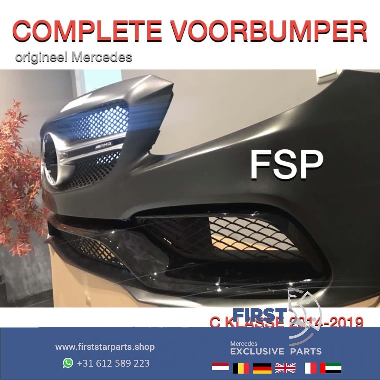 W205 C63 AMG VOORBUMPER COMPLEET Mercedes C Klasse 63 2014-2, Gebruikt, -, Voor, Ophalen of Verzenden