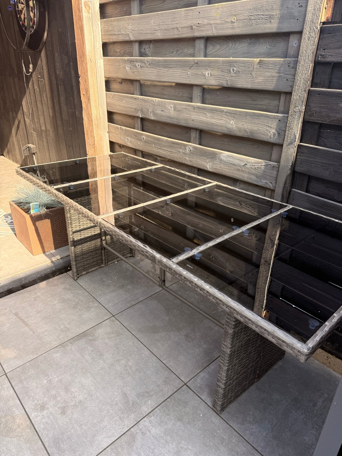 tuintafel met glazen blad, Ophalen, Nieuw, Rechthoekig, Wicker