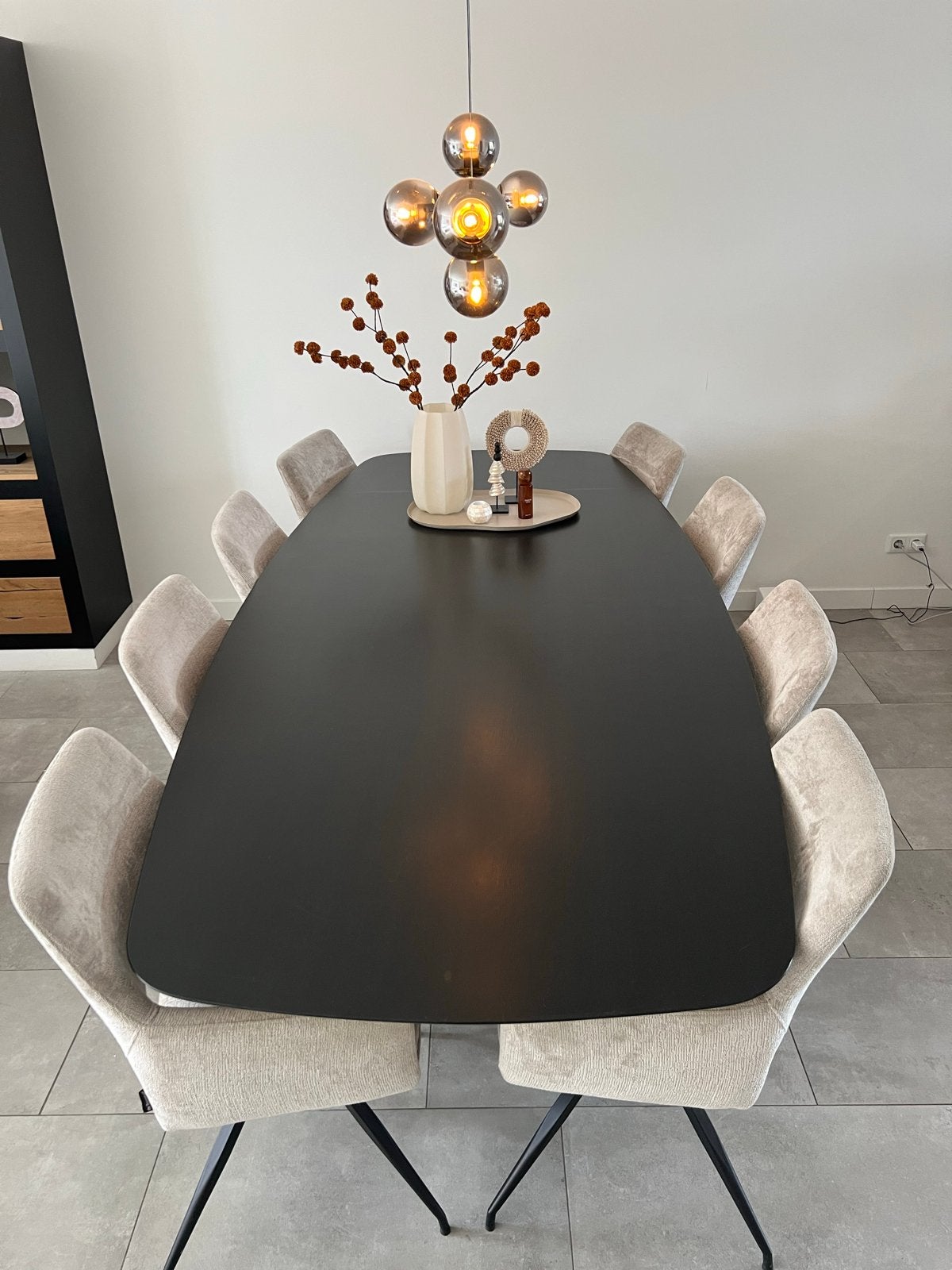 Deensovaal Zwarte Eettafel 280x120 met Matrix Poot, Ophalen, Gebruikt, 100 tot 150 cm, 200 cm of meer