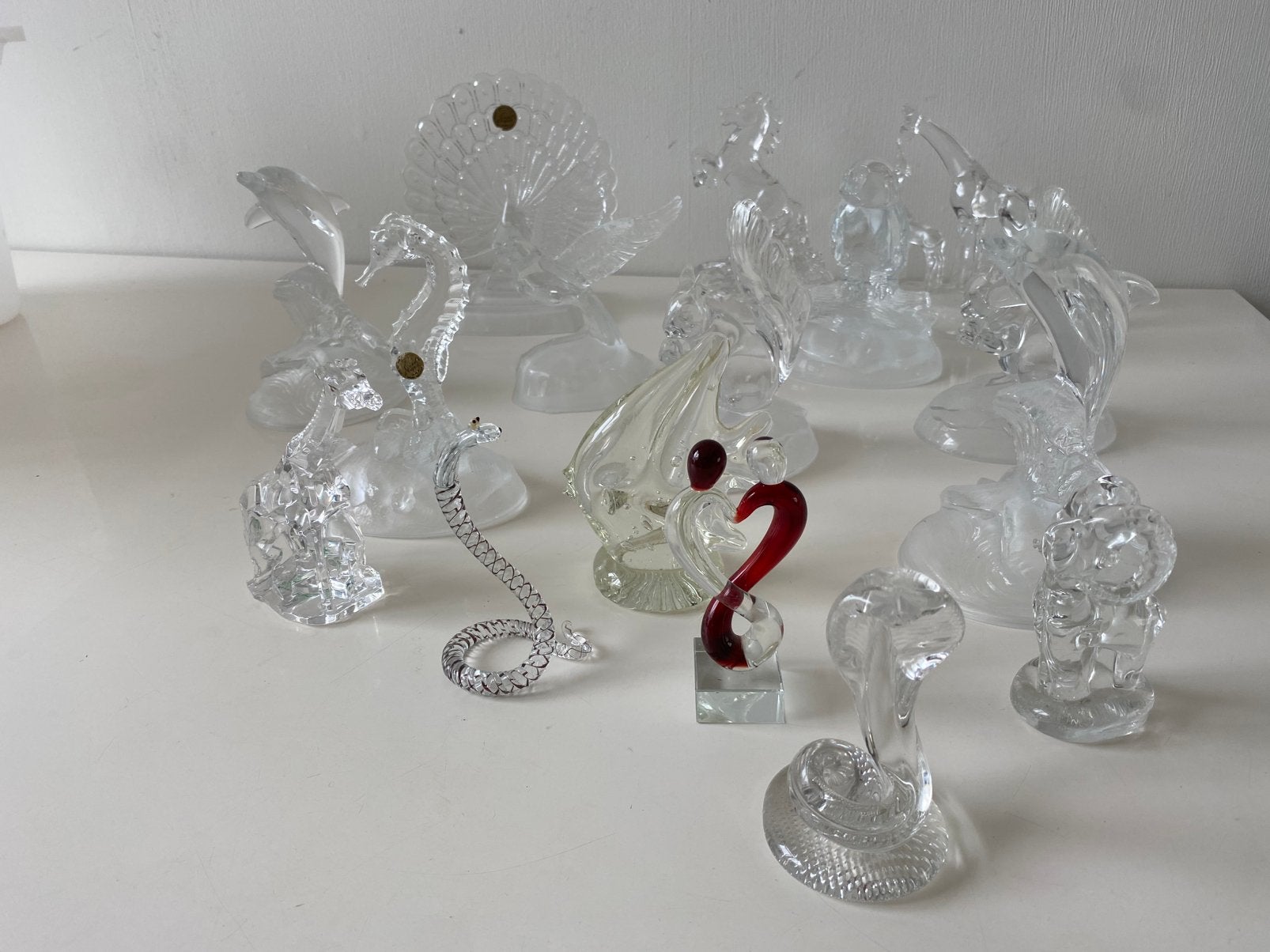 set van 20 dierenfiguren in transparant kristal(zie de foto), Antiek en Kunst, Antiek | Glas en Kristal, Ophalen of Verzenden