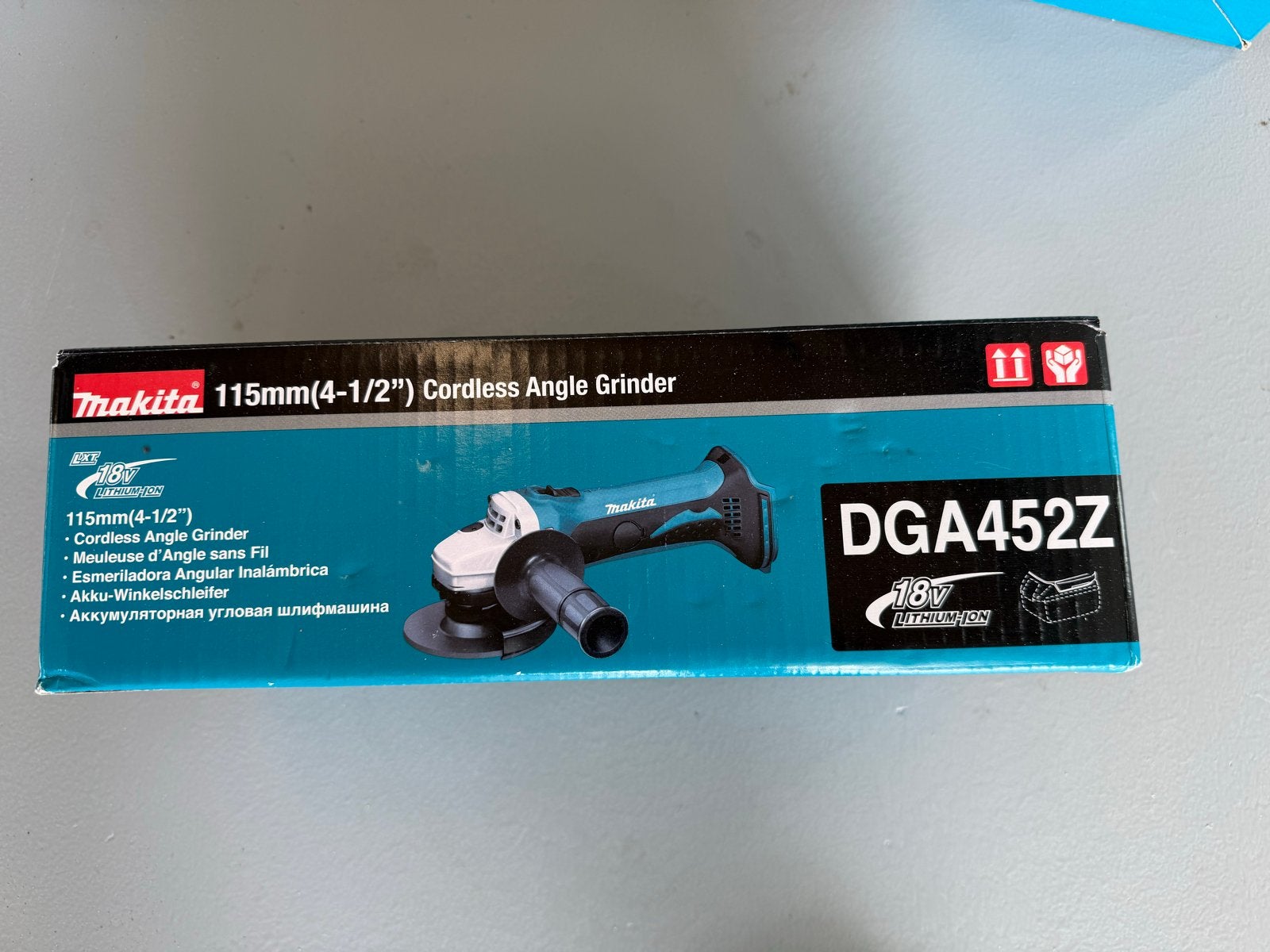 Makita DGA452Z 18V Accu Haakse Slijpmachine (Body), Ophalen, Nieuw, Minder dan 700 watt, Haakse handslijpmachine