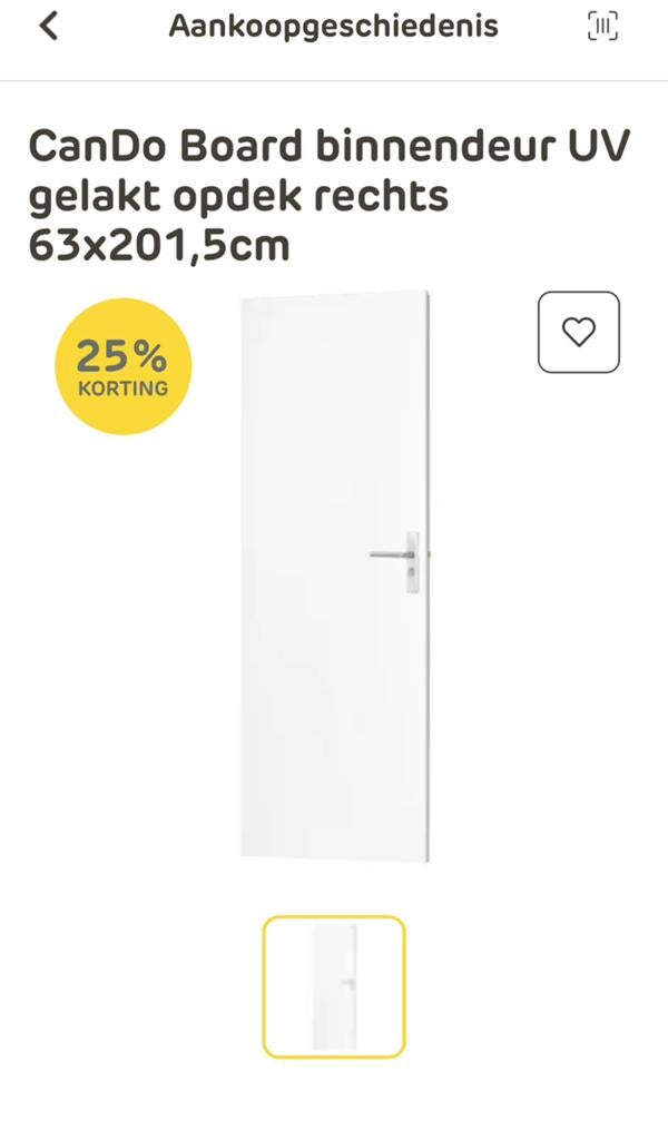Nieuwe CanDo Board binnendeur UV gelakt opdek rechts 63x201,, Doe-het-zelf en Verbouw, Deuren en Horren, Ophalen, Minder dan 80 cm