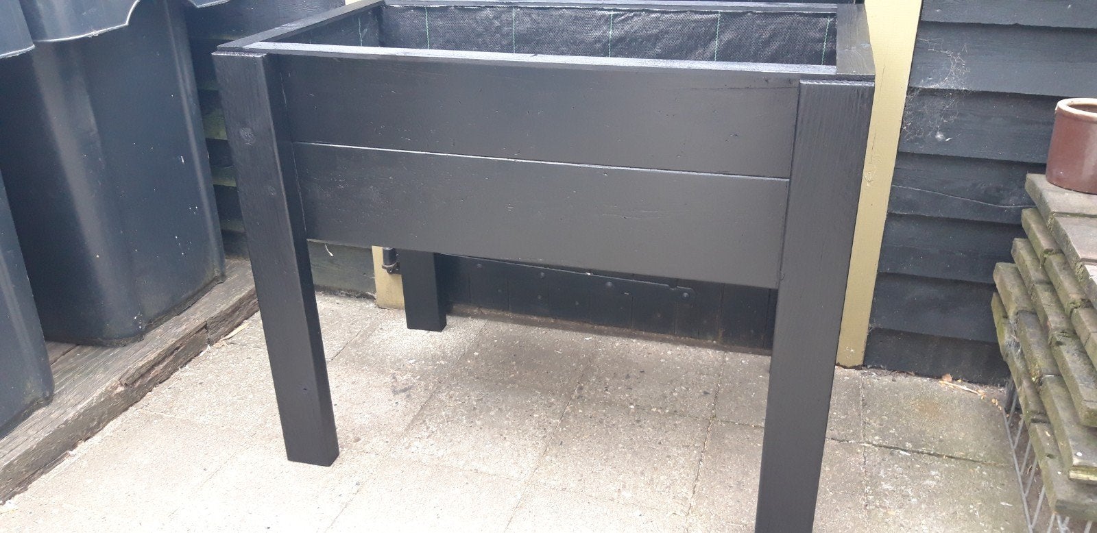 Hoge Kweekbak of Bloembak van hout Bekleed met doek, Tuin en Terras, Ophalen, Kweekbak