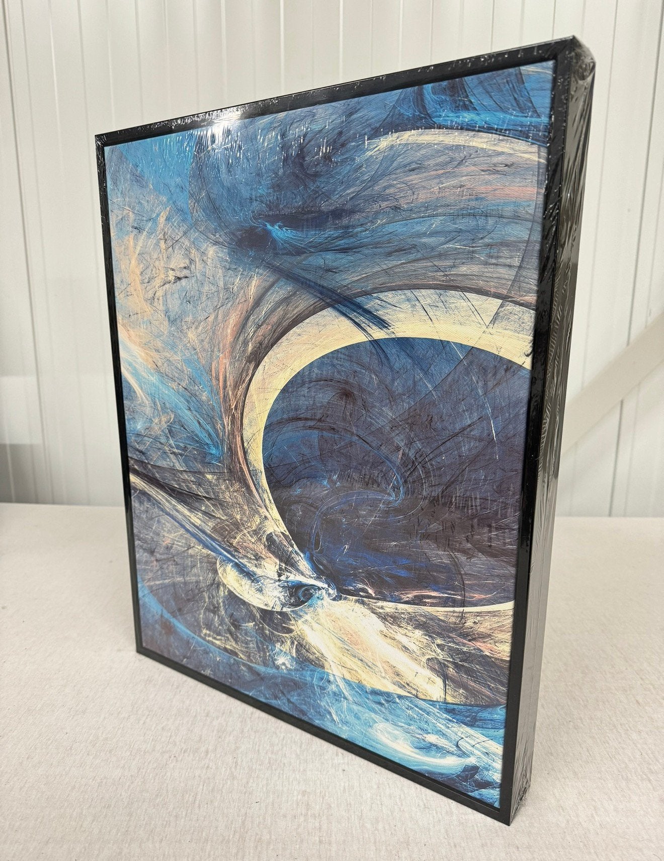 kunst moderne abstracte blauwe sfeer schilderij op canvas, Ophalen of Verzenden