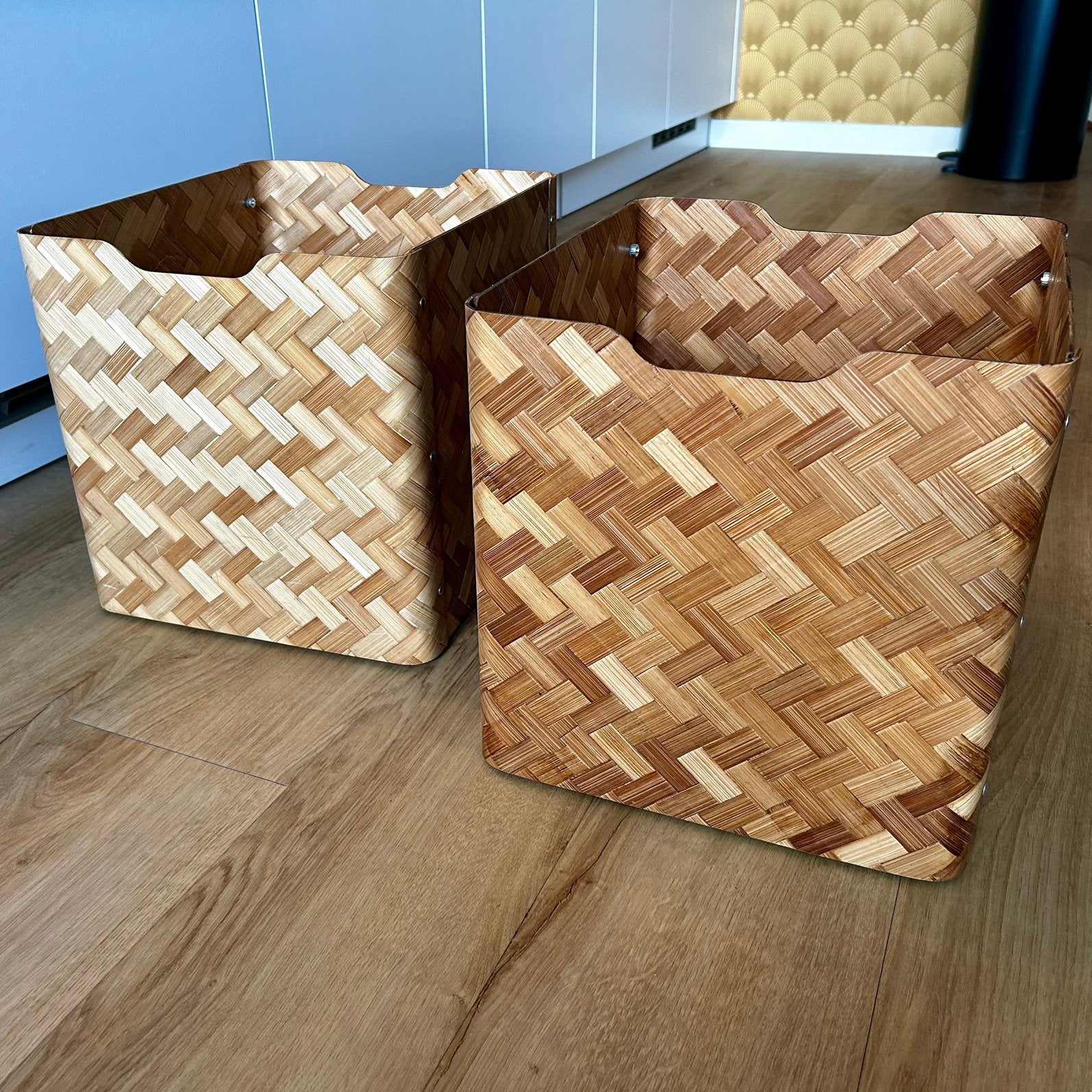Ikea Kallax kastinzet Bullig bamboe 15€ per stuk, Ophalen, Zo goed als nieuw, Rechthoekig, Riet