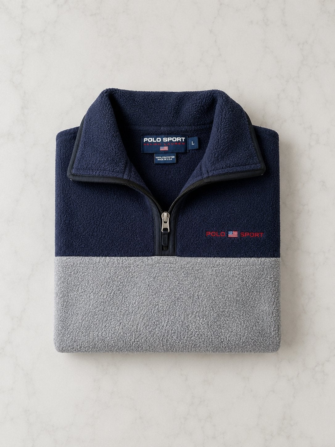 Polo Sport Fleece Trui - Navy/Grijs - Maat L, Kleding | Heren, Truien en Vesten, Ophalen of Verzenden, Zo goed als nieuw, Maat 52/54 (L)