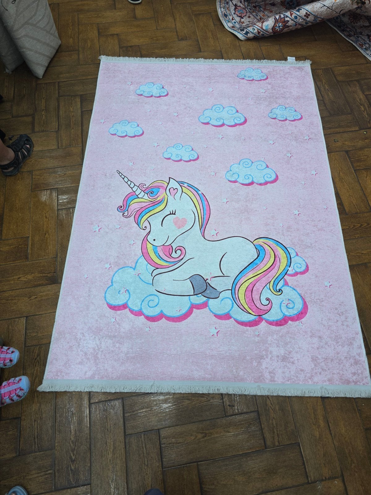 Vloerkleed Kinderkamer Unicorn Anti-slip Roze, Huis en Inrichting, 100 tot 150 cm, Ophalen of Verzenden, Roze, Rechthoekig