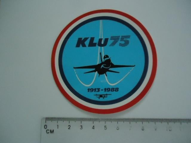 sticker oud KLU 75 Luchtmacht leger 1988 F16 vliegtuig oud, Verzenden, Zo goed als nieuw, Bedrijf of Vereniging