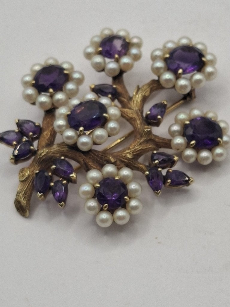 18 karaat geelgouden Zwitserse bloemtak designbroche, Sieraden, Tassen en Uiterlijk, 4 tot 7 cm, Ophalen of Verzenden, Zo goed als nieuw