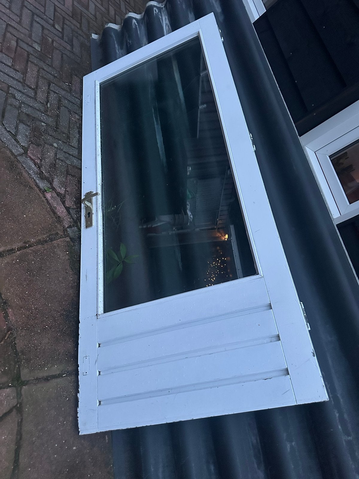 Hardhouten buitendeur met HR-glas (met een beetje werk), Ophalen, Gebruikt, 80 tot 100 cm, Buitendeur