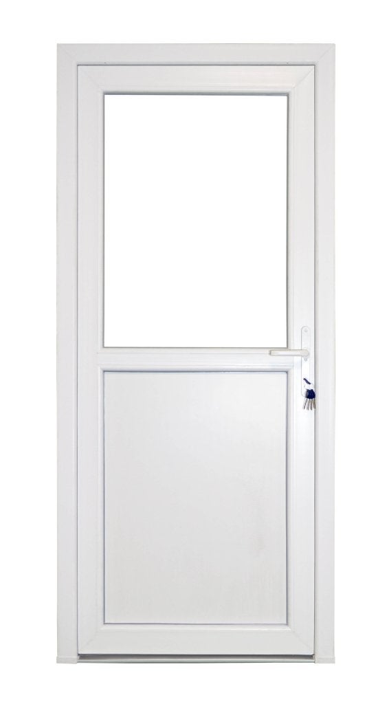 Kunststof 1/2-glas Buitendeur | 98 X 215 Cm | Wit RAL 9016 |, Niet ingevuld, Kunststof, 80 tot 100 cm, 215 cm of meer