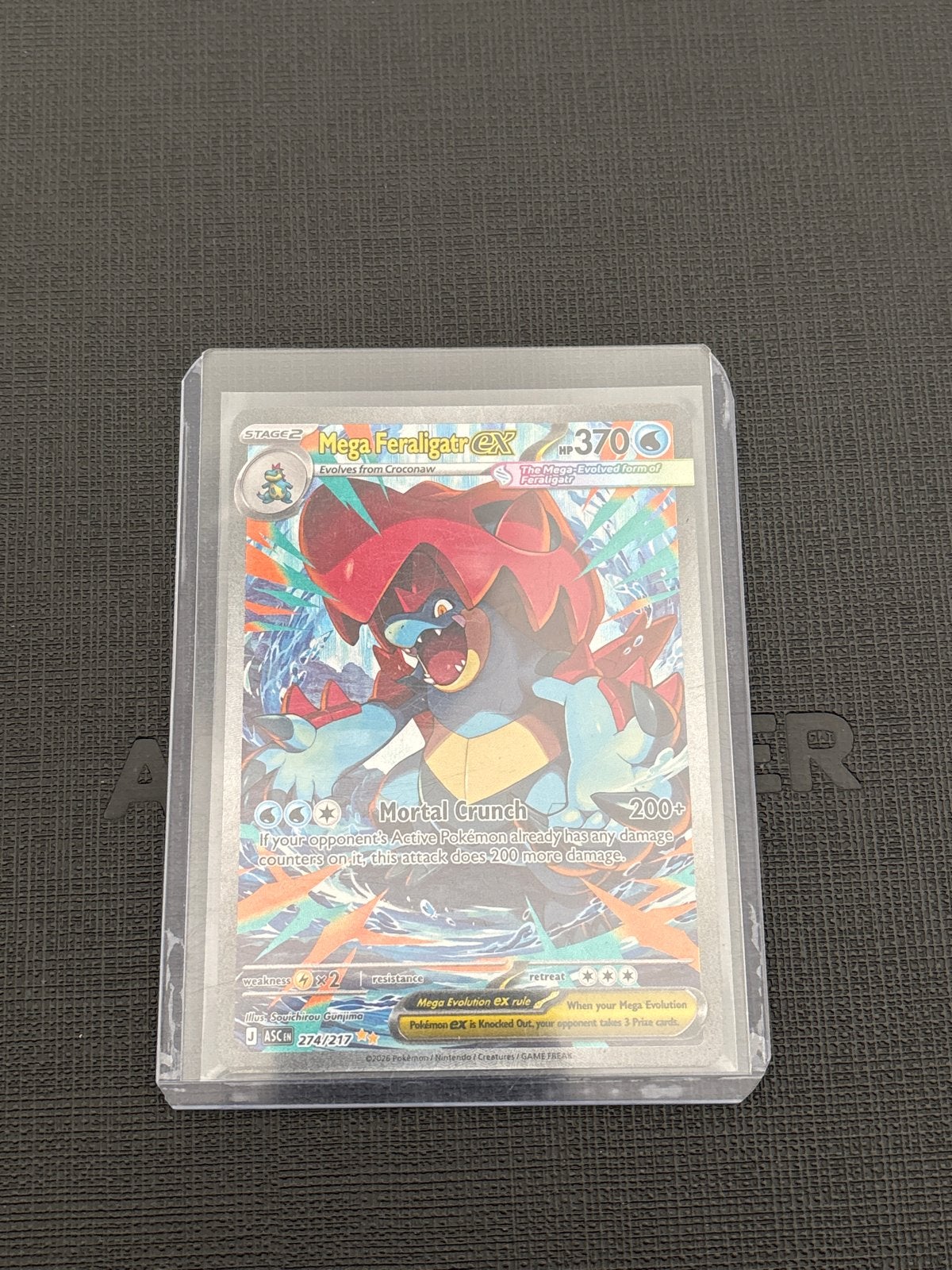 Mega Feraligatr EX Pokémon kaart - Zo goed als nieuw, Ophalen, Zo goed als nieuw, Losse kaart, Foil