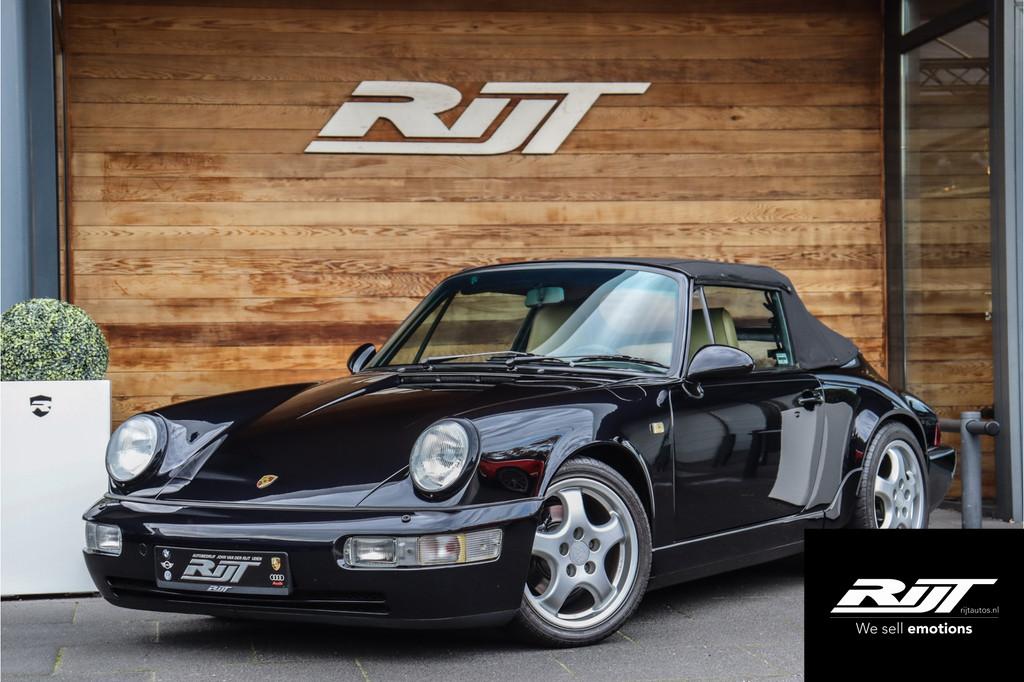 Porsche 911 964 Cabriolet 3.6 handgeschakeld Puntgaaf!, Auto's, Oldtimers, Achterwielaandrijving, Zwart, 3600 cc, Onderhoudsboekje
