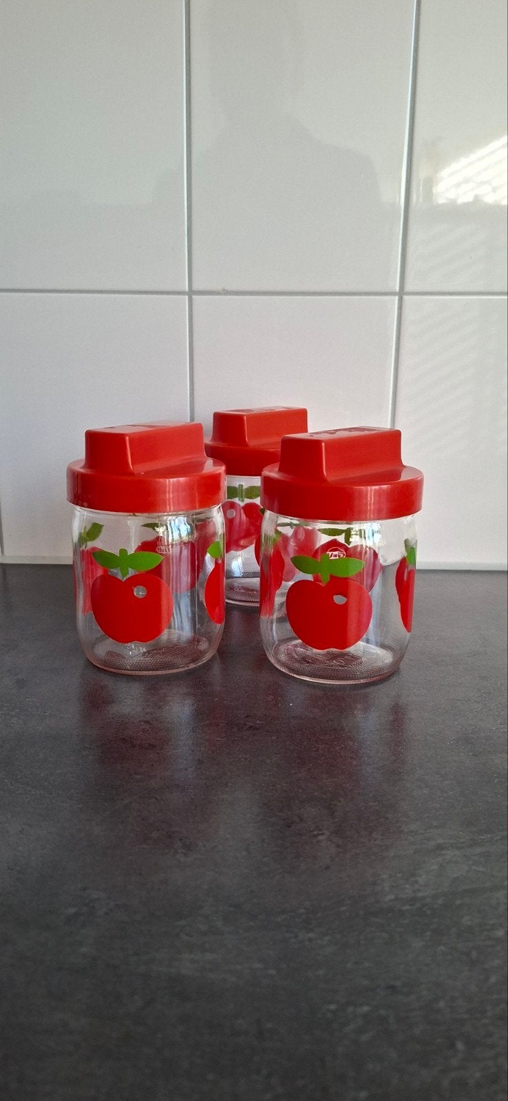 3 glazen vintage voorraad potten, Ophalen of Verzenden, Glas, Pot, Bus of Blik, Overige merken
