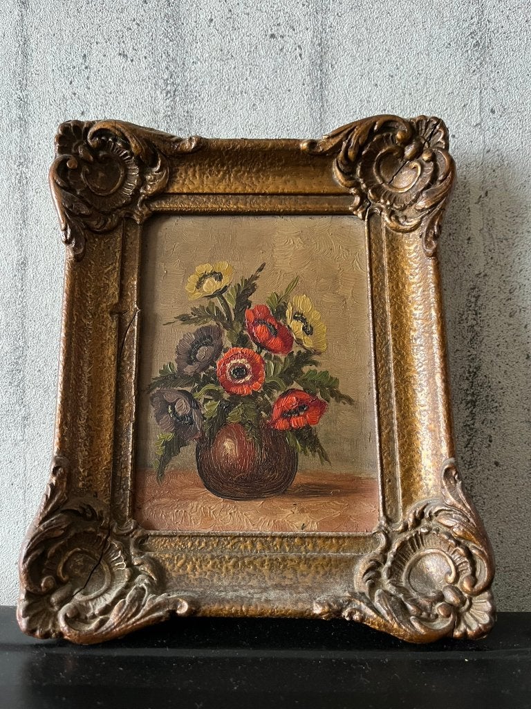 Kleurrijk Bloemenstilleven Schilderij – 20e Eeuw, Ophalen