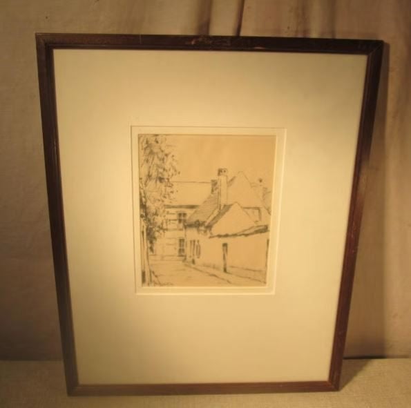 Mooie Oude Tekening 'In het Steegje' - gesigneerd, Antiek en Kunst, Ophalen of Verzenden, Tekening, Handgemaakt