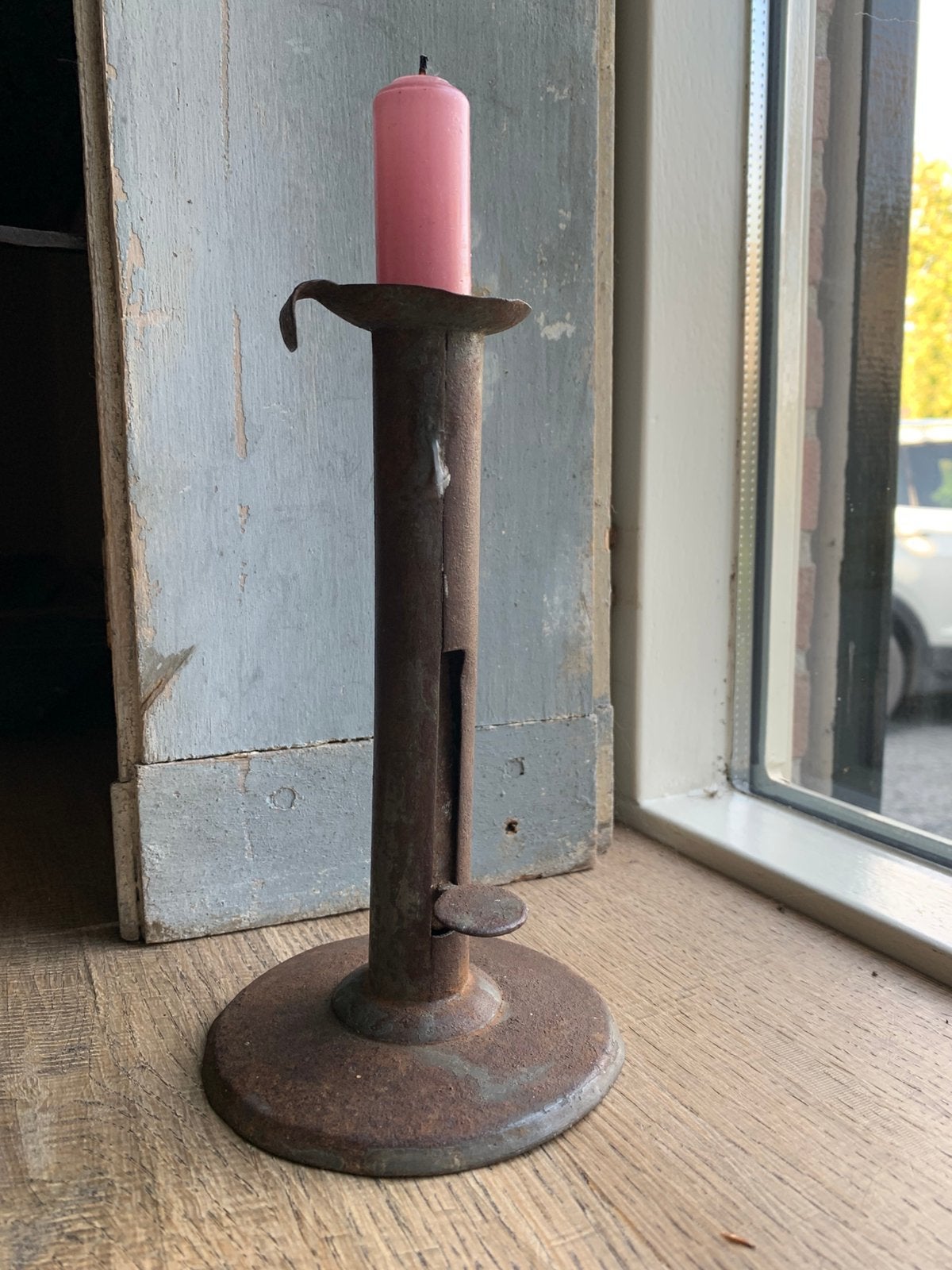 Volkskunst.Antieke schuifkandelaar. Zgn Hog Scraper “Bikkel”, Antiek en Kunst, Ophalen of Verzenden, Koper of Brons