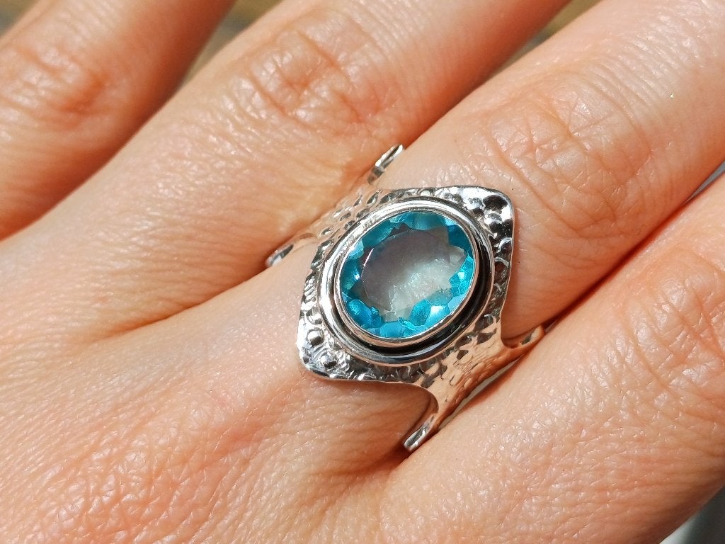 Vanoli 925 zilveren ring blauwe topaas maat 17,5 verstelbaar, Daiva1973@hotmail.com, Vanoli, Blauw, Amsterdam
