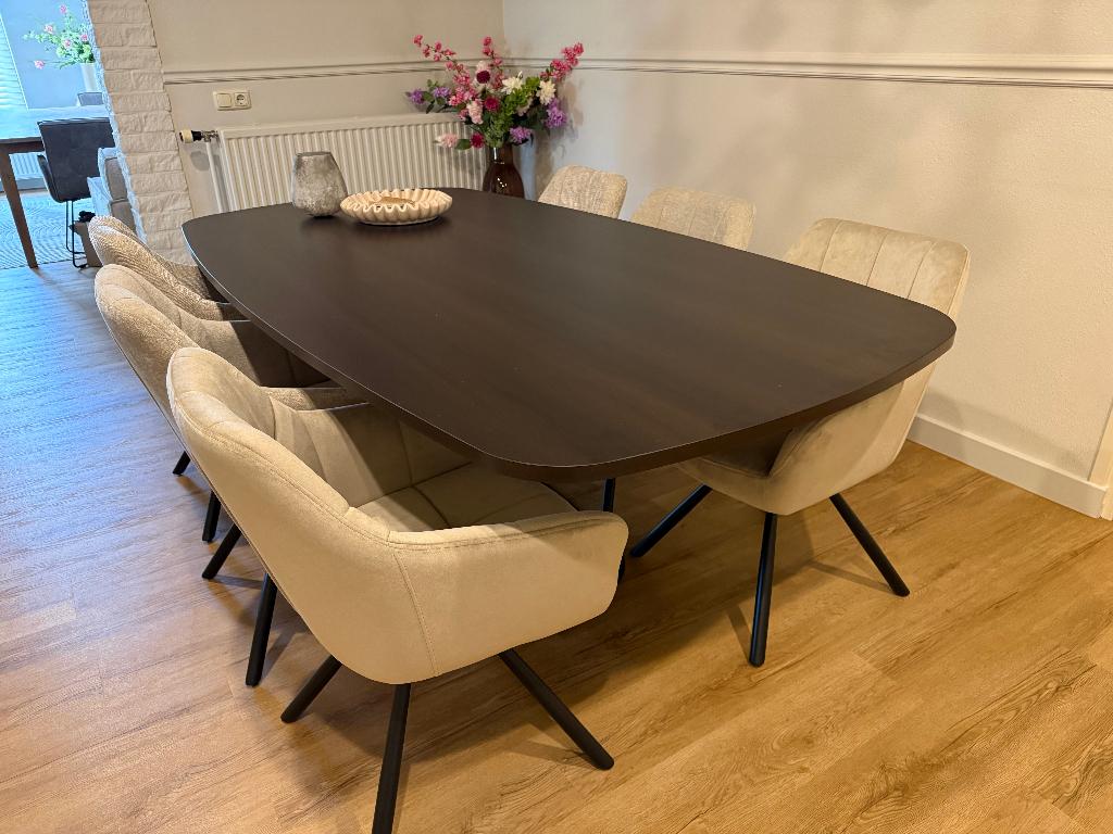 Nieuwe Deens ovale eettafel, 50 tot 100 cm, Vijf personen of meer, Ovaal, Ophalen