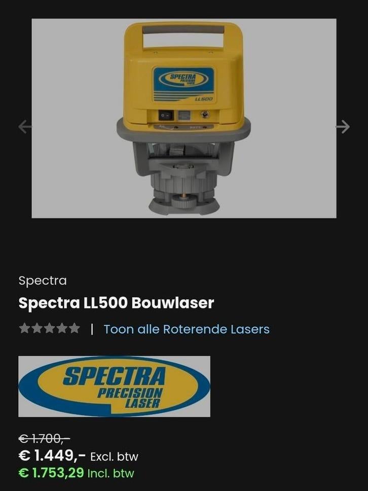 Zeer mooie goed werkende laser spectra 500LL, Doe-het-zelf en Verbouw, Meetapparatuur, Ophalen of Verzenden, Zo goed als nieuw