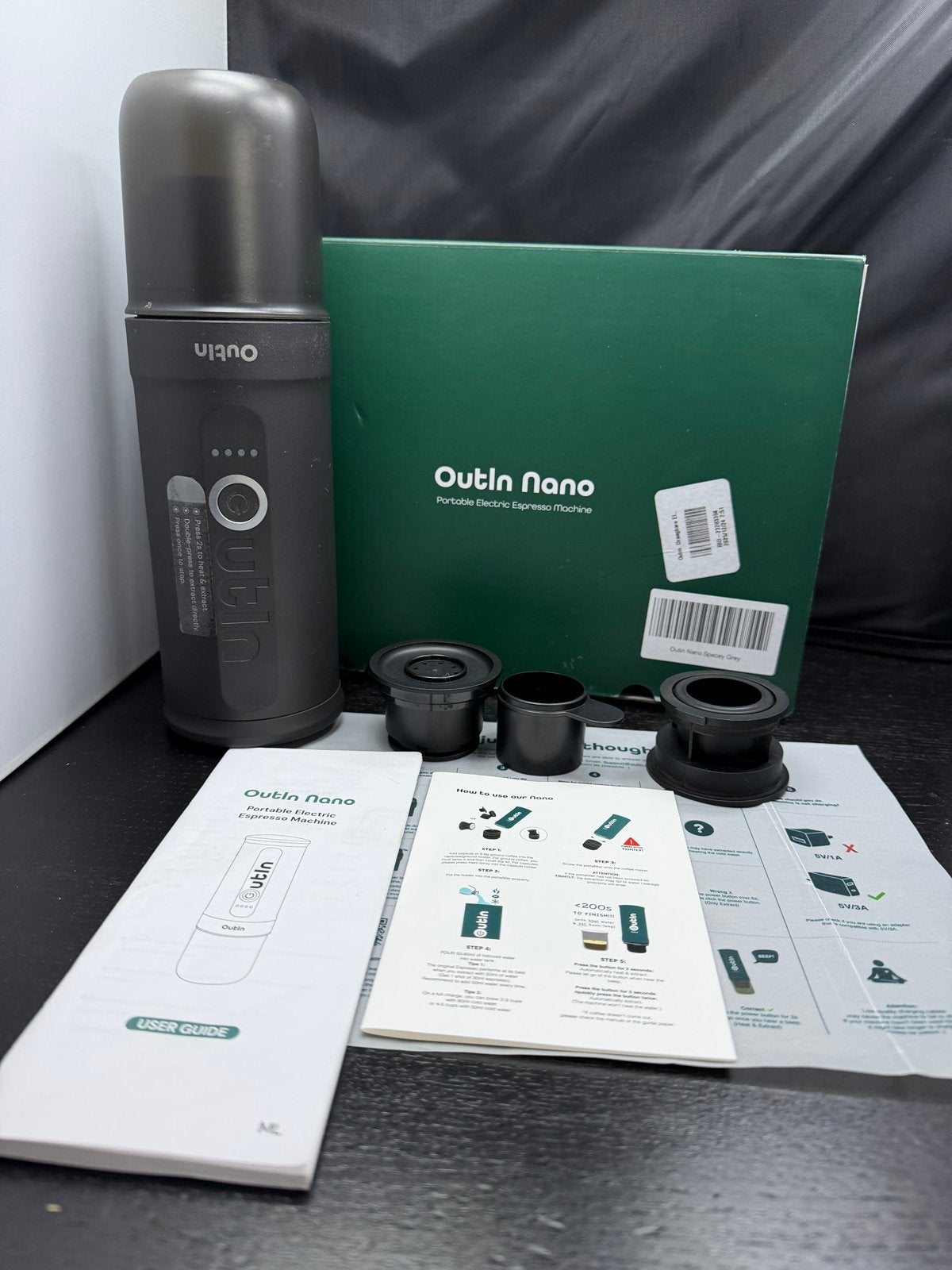 OutIn Nano Elektrische Espressomachine - Draagbaar, S, Espresso apparaat, Gemalen koffie, Ophalen of Verzenden