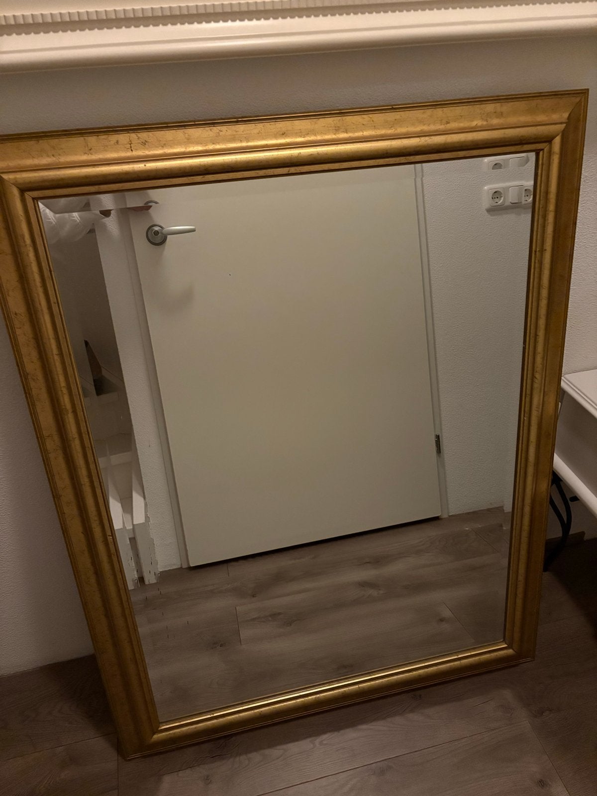 Grote spiegel met gouden lijst, Huis en Inrichting, Ophalen, Gebruikt, 100 tot 150 cm, 75 tot 100 cm