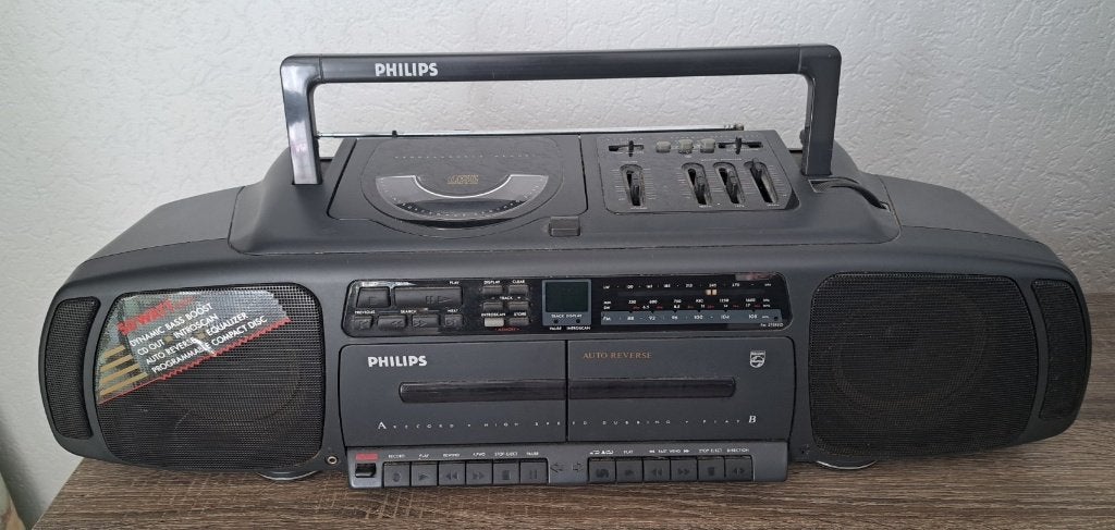 Philips - Boombox AZ 3394 - jaren '80, Ophalen, Niet werkend, Met cd-speler