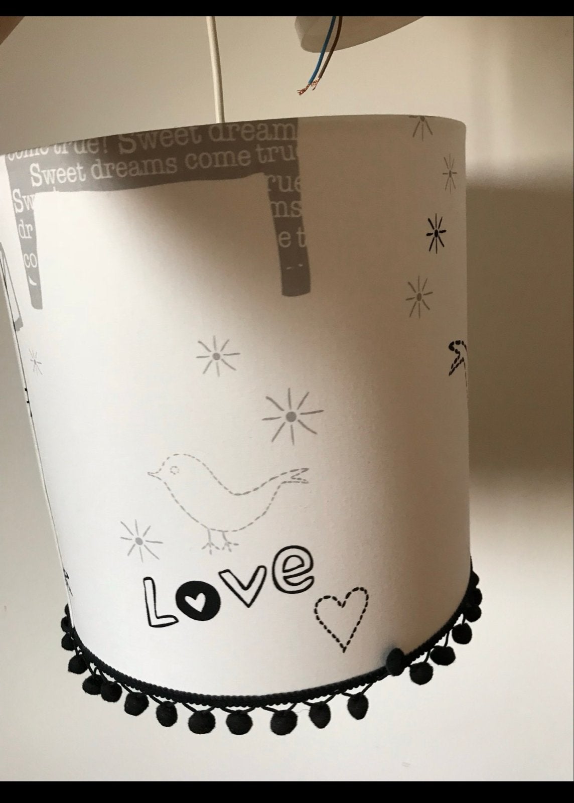 Leuke design lampenkap met 'Sweet Dreams' thema, Hanglamp, Wit, Rond, Ophalen of Verzenden