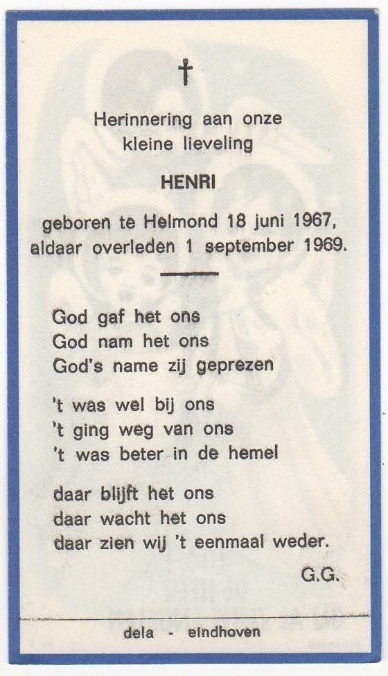 Henri Slabbers 1969 Helmond + 1969 Helmond, 2 jaar, Verzenden