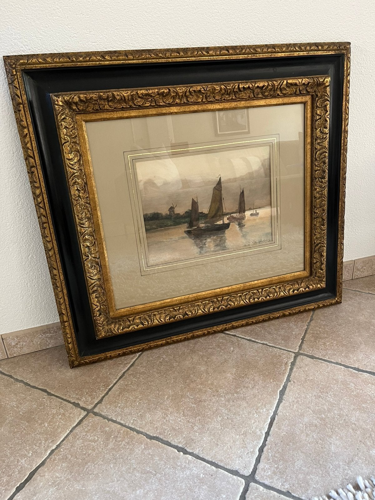 J.H. Weissenbruch - origineel aquarel, Maritiem / water, Bijzondere lijst, Ophalen of Verzenden, Papier