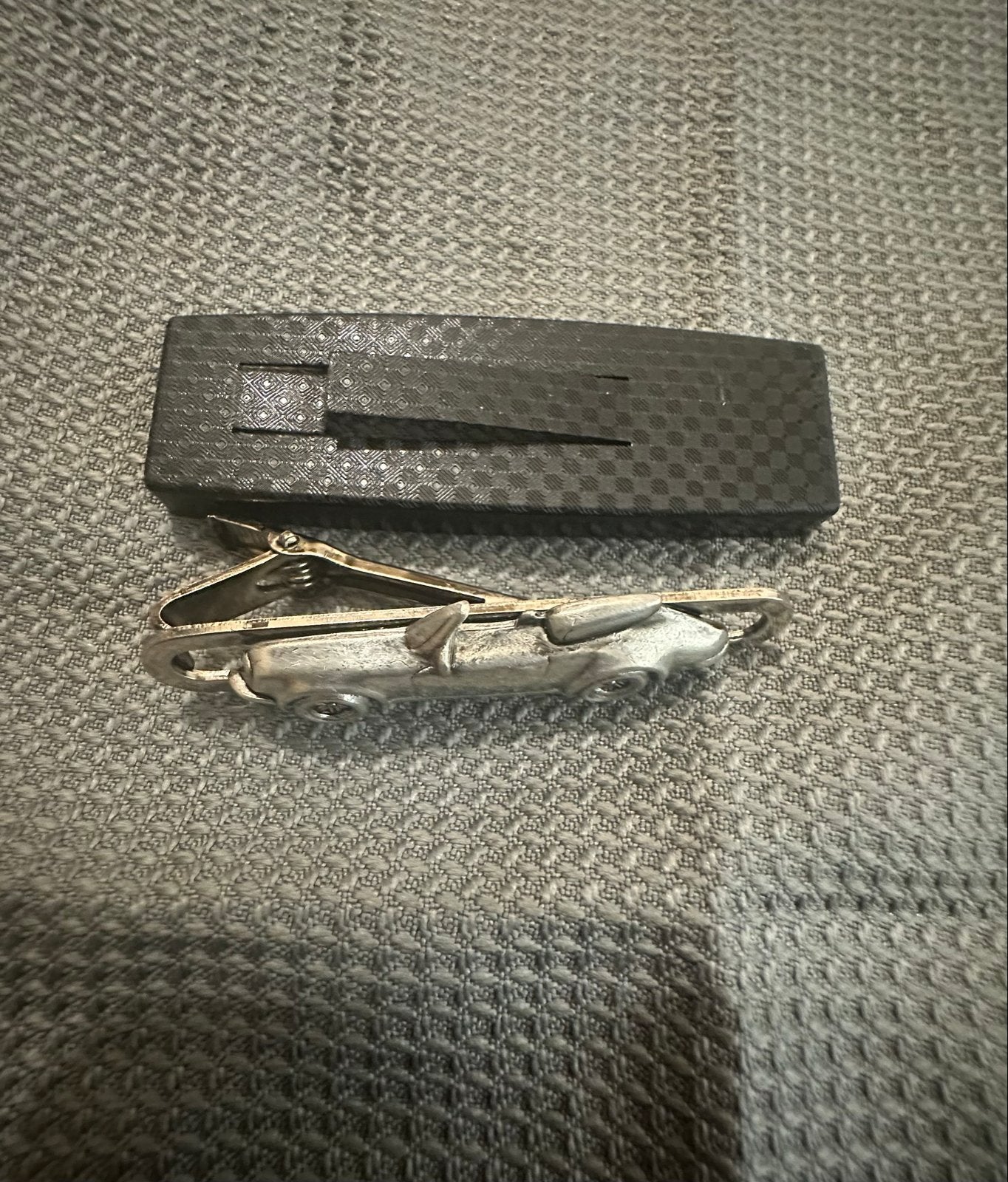 Vintage heren dasspeld sterling zilver auto design 13 gram, Ophalen of Verzenden, Gebruikt, Zilver