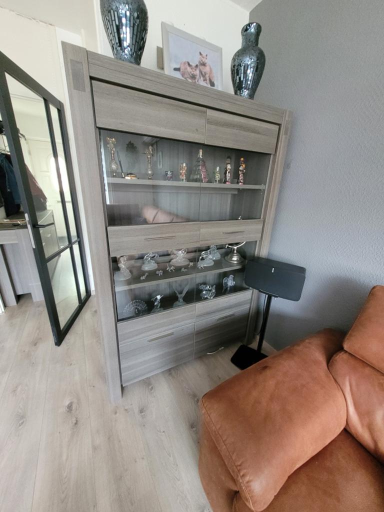 Complete eiken grijze inboedel - zo goed als nieuw, 150 tot 200 cm, Eikenhout, Ophalen of Verzenden, Zo goed als nieuw