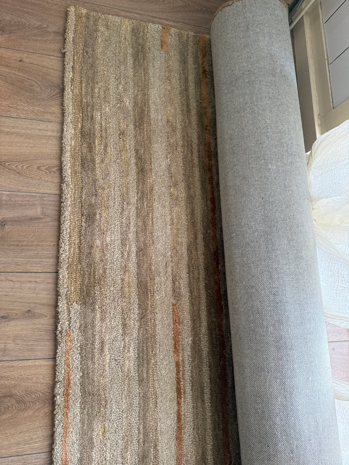 Vintage look Vloerkleed - Beige/Bruin gestreept, Huis en Inrichting, Ophalen, Beige, 50 tot 100 cm, Zo goed als nieuw