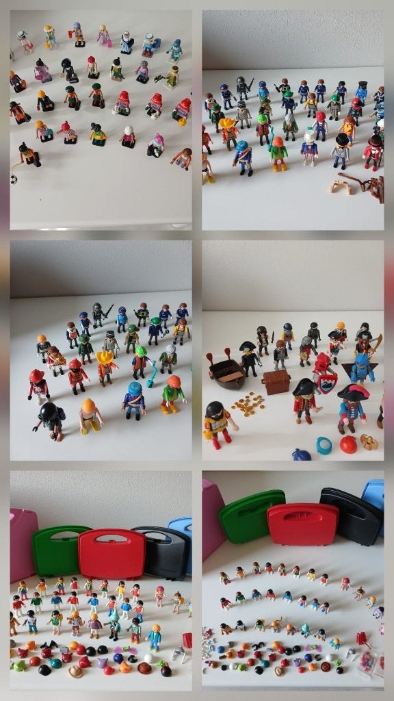 130 Playmobil poppetjes (groot & klein) + 5 opbergkoffertjes, Ophalen of Verzenden, Zo goed als nieuw