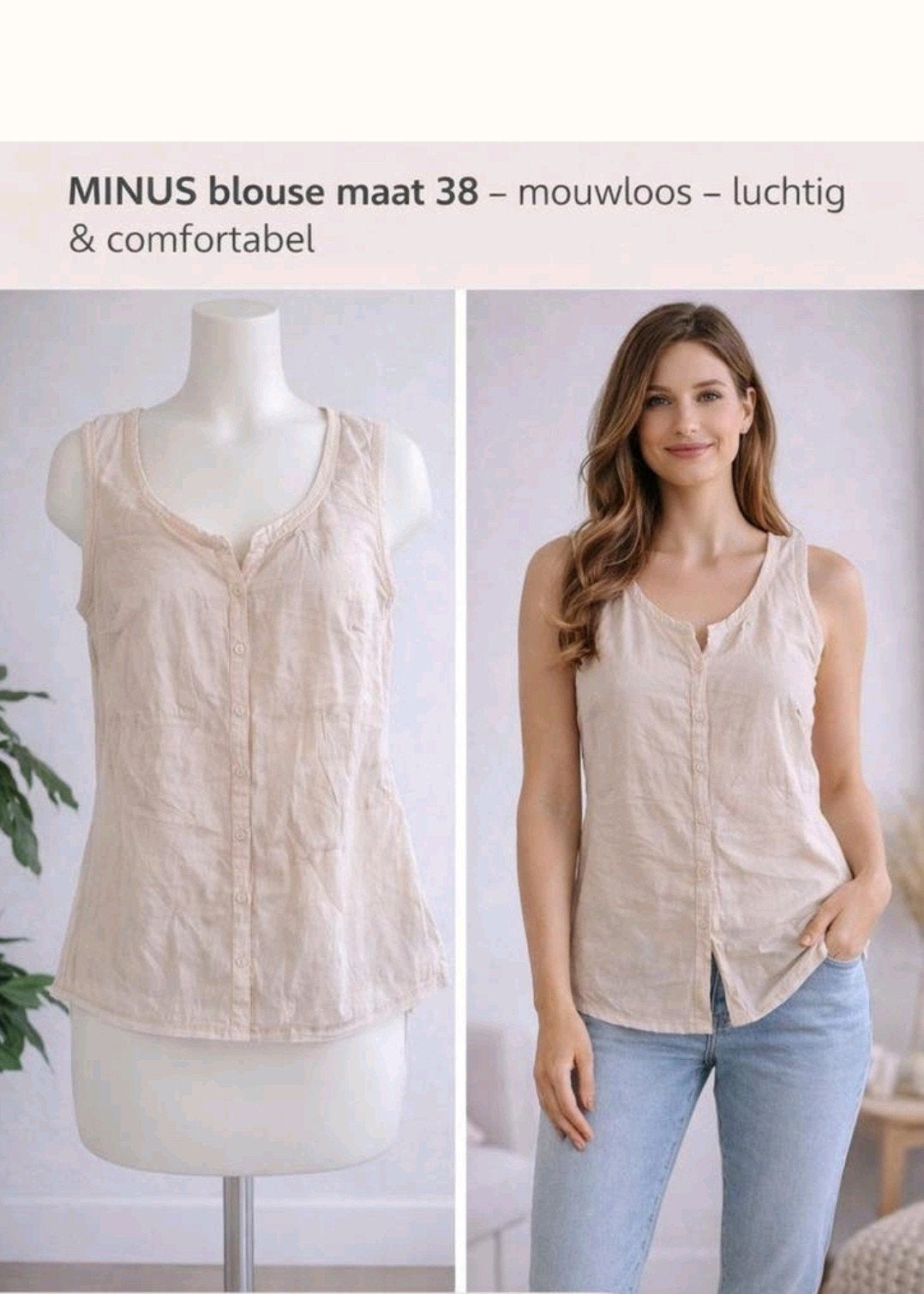 MINUS top maat 38, Maat 38/40 (M), Minus, Beige, Ophalen of Verzenden