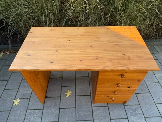 Massief houten bureau met lades, Huis en Inrichting, Ophalen, Gebruikt, 120 cm, Hout