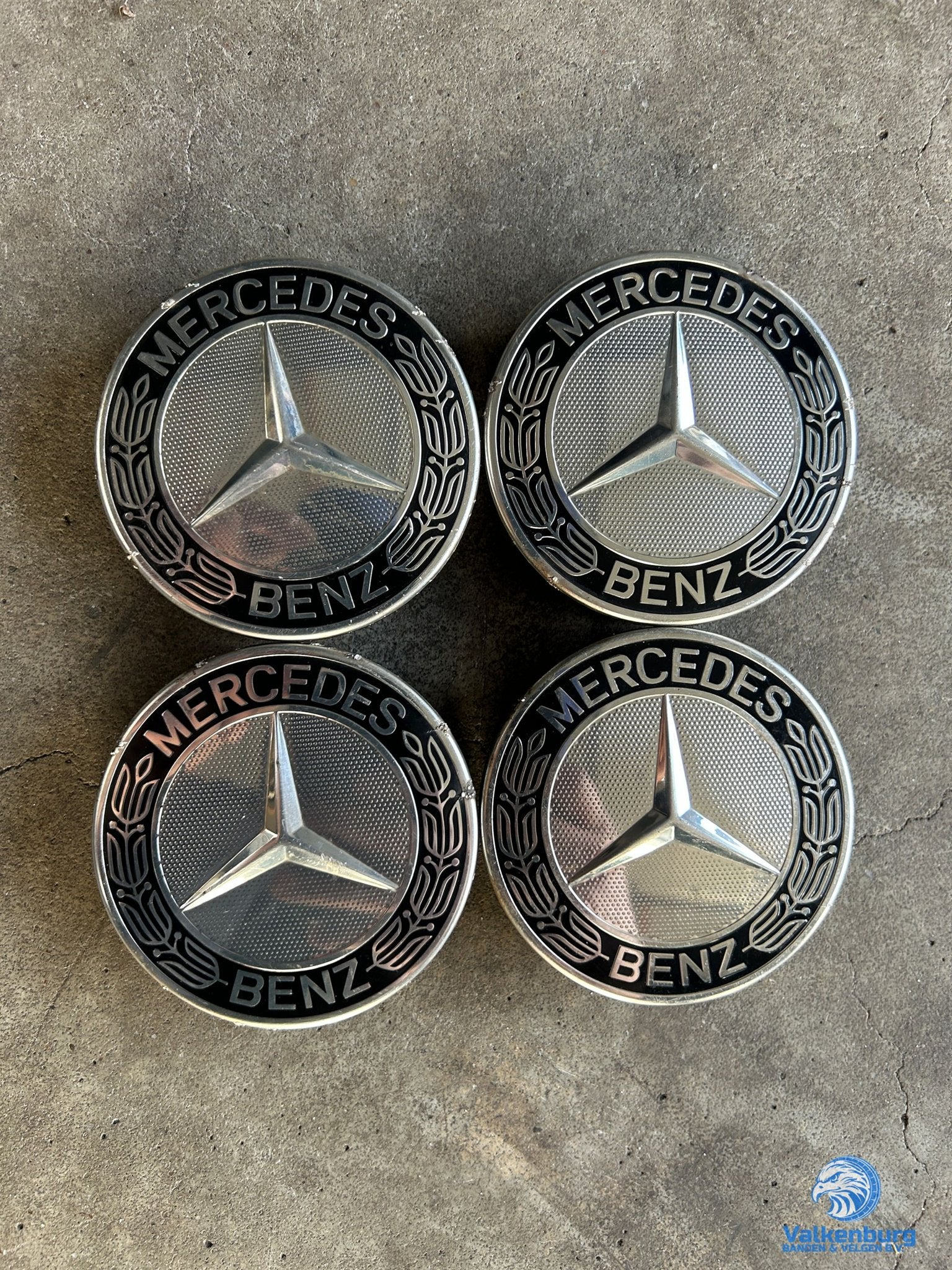 ORIGINELE Mercedes Benz naafkap naafdop set Zwart chroom, Gebruikt, -, Verzenden, -