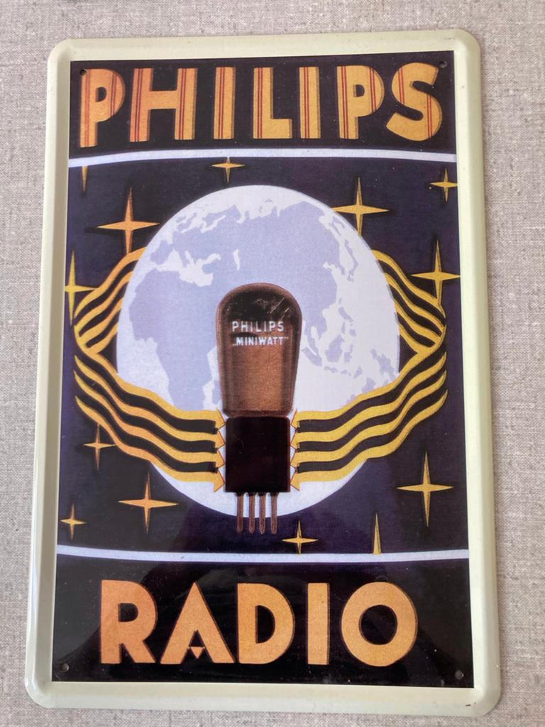 Philips Radio Miniwatt reclamebord - Nostalgische serie, Verzamelen, Ophalen of Verzenden, Nieuw, Reclamebord