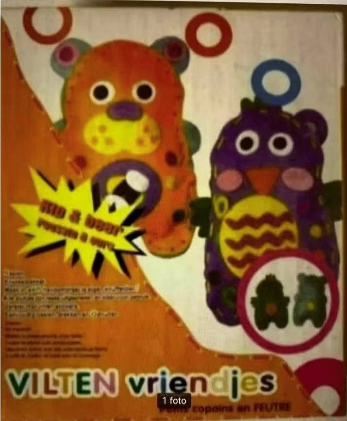 Vilten vriendjes kip en beer; knutselen, knutselpakket naaie, Ophalen of Verzenden, Nieuw, Figuurtje(s)