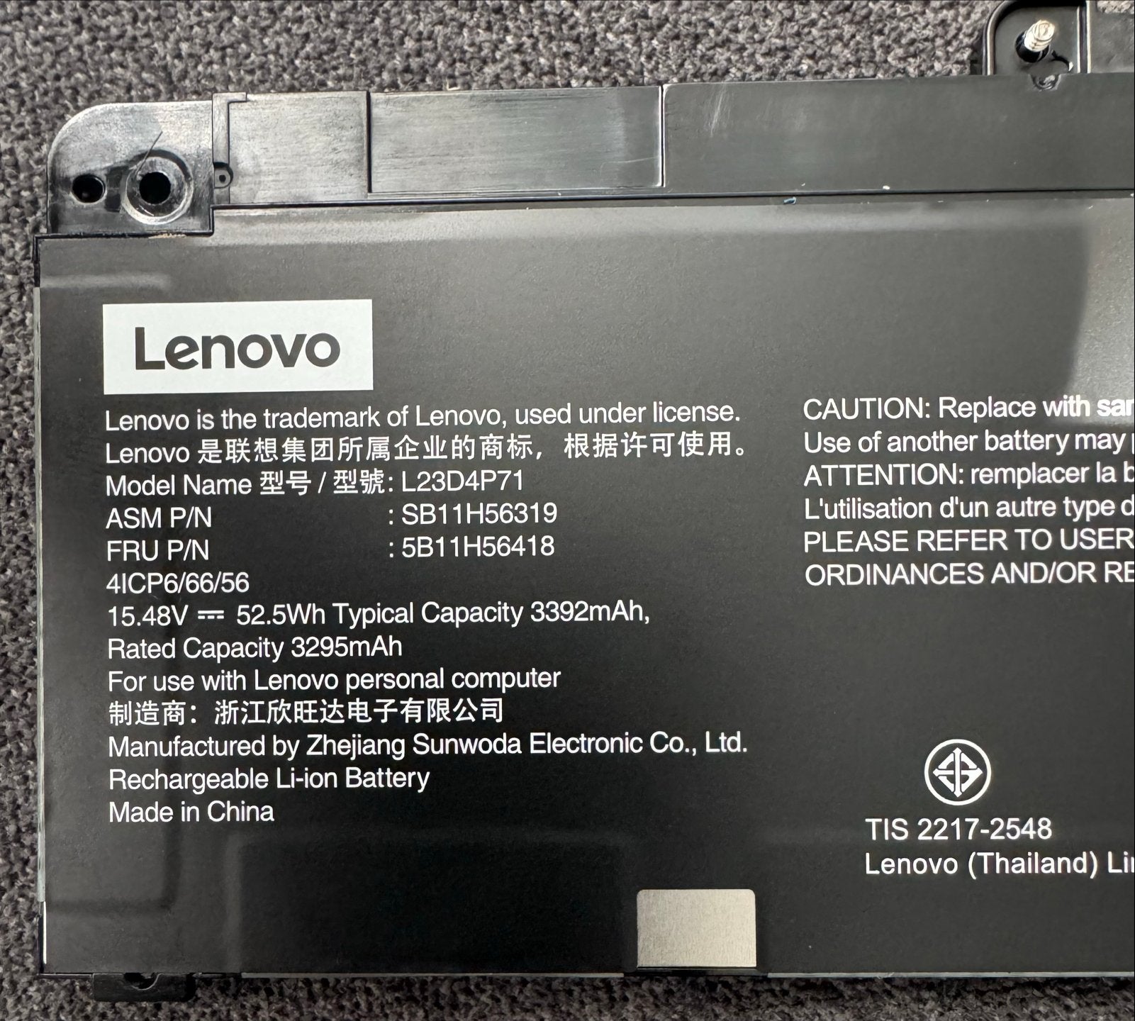 Originele jieuwe Lenovo L23D4P71 Laptop Accu 52.5Wh, Ophalen of Verzenden, Nieuw, Lenovo