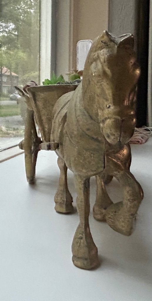 Te koop koperen paard met wagen, Ophalen, Koper